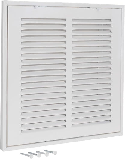 EZ-FLO 10 x 10 Inch (Duct Opening) Return Air Vent Cover for Wall or Ceiling, Solid Steel Return Air Filter Grille, HVAC Vent Cover, White, 61657