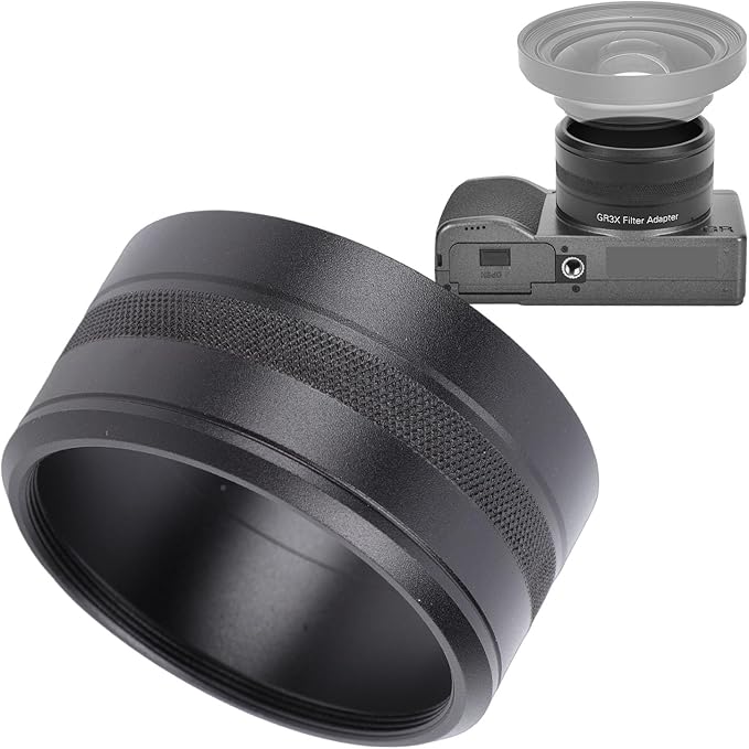 Fabater Camera Lens Filter Adapter Tube Fit for GR3X Lens Filter Mount Adapter Compatible with 49mm Threaded Hoods Caps