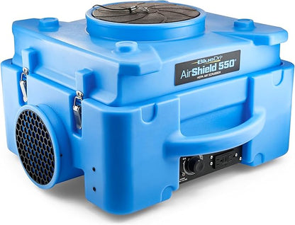 BlueDri Air Shield 550 HEPA Air Scrubber, Water Damage Restoration Equipment Air Purifier, Covers 1400 Sq. Ft, Daisy Chain Capable, For Commercial Use, Blue, BD-AS-550
