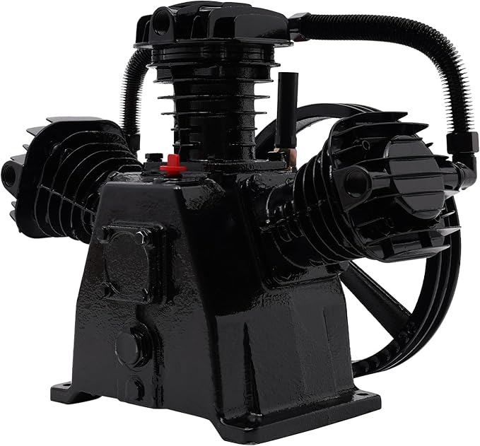 Air Compressor Pump Head, 5-HP Single-Stage Inline-Twin Replacement Air Compressor Pump 3 Cylinder Head, Single-Stage Aluminum Air Compressor Pump Replacement with 115 Max. PSI, 10-12 CFM
