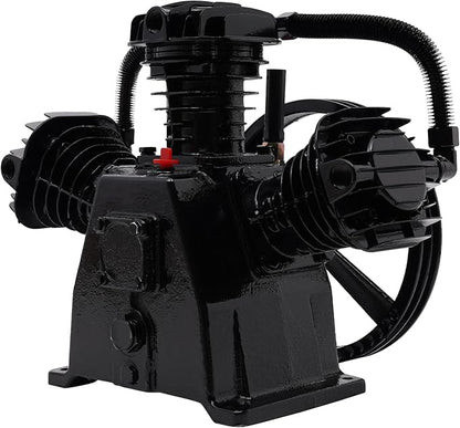 Air Compressor Pump Head, 5-HP Single-Stage Inline-Twin Replacement Air Compressor Pump 3 Cylinder Head, Single-Stage Aluminum Air Compressor Pump Replacement with 115 Max. PSI, 10-12 CFM