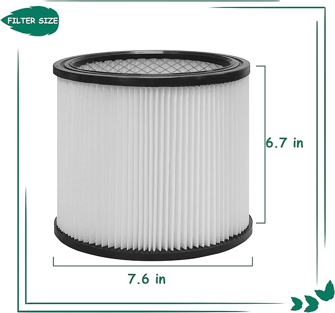 90304 Replacement Filter with Lid, Compatible with Shop-Vac 90304, 90350, 90333, Shop Vac 903-04-00, 9030400, 90595, 5 Gallon Up Wet/Dry Vacuum Cleaners, 2Pack