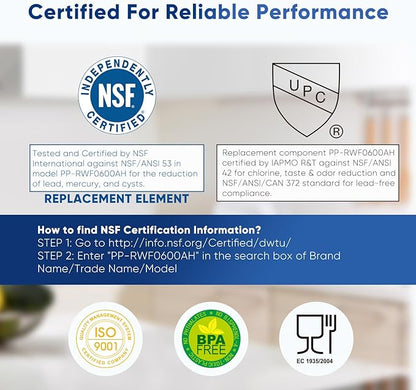PUREPLUS PRO Refrigerator Water Filter Replacement for HDX FMG-1, PL-100, WFC1201, PC75009, RWF1060, RWF0600A, 469991 Refrigerator Cartridge, NSF/ANSI 53&42 Certified, 2Pack