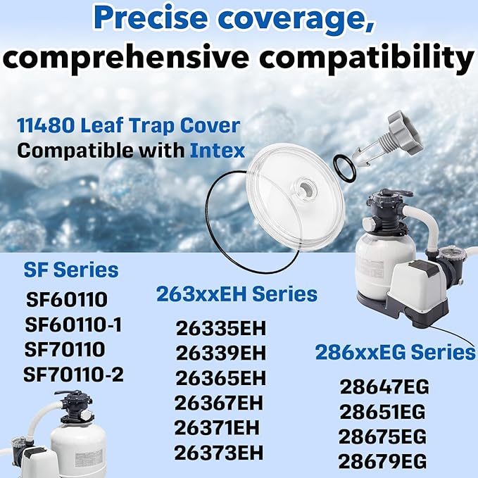 11480 Leaf Trap Cover Compatible with Compatible with SF60110, SF70110, 26335EH and More, SF15110 Pool Leaf Trap Cover Lid with O-Ring Sand Filter Pump Replacement Parts with Air Release Valve
