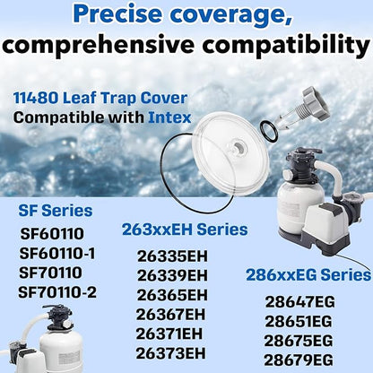 11480 Leaf Trap Cover Compatible with Compatible with SF60110, SF70110, 26335EH and More, SF15110 Pool Leaf Trap Cover Lid with O-Ring Sand Filter Pump Replacement Parts with Air Release Valve