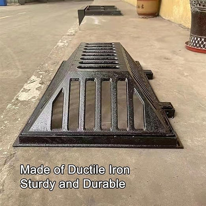 Manhole Cover and Frame Ductile Iron, Heavy Duty Drain Grate, One-Piece Design, Reinforced Drainage Covers for Yard, Garden, Construction Sites(75 * 45 * 18 cm/30 * 18 * 7 in)