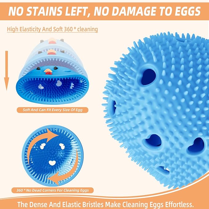 Silicone Egg Brush Cleaner, Egg Washer for Fresh Eggs, Egg Cleaner for Fresh Eggs, Egg Scrubber for Fresh Eggs, Reusable Cleaning Tools for Egg Washer (Blue)