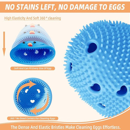 Silicone Egg Brush Cleaner, Egg Washer for Fresh Eggs, Egg Cleaner for Fresh Eggs, Egg Scrubber for Fresh Eggs, Reusable Cleaning Tools for Egg Washer (Blue)