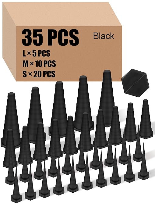 Hydraulic Oil Service Plugs Large Medium Small Sizes Multi Pack Rubber Drip Proof Hose Plugs Industrial Hydraulic Kit for Irrigation, 3 Sizes (35 Pcs,Black)