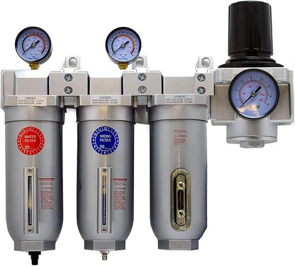 1" Inline Compressed Air Regulator Filter Desiccant Dryer Moisture Separator 4 Stage In Line Air Filtration System