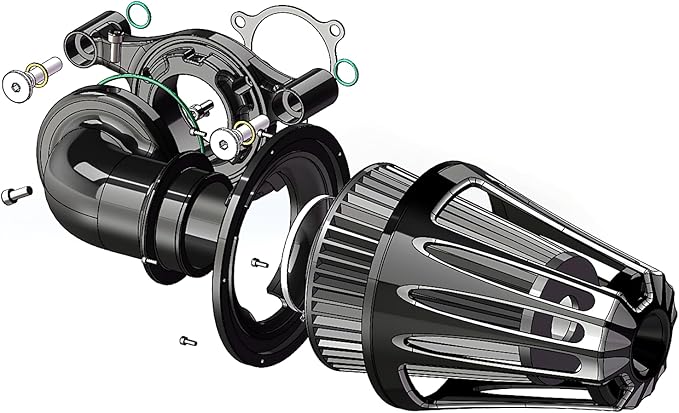 Big Sucker cone Air filter intake for harley air Cleaner Sportster Softail fatboy heritage dyna touring street road king Glide (Deep style -Black, TypeD : Touring M8 17-UP, Softail 18-UP)
