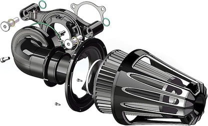 Big Sucker cone Air filter intake for harley air Cleaner Sportster Softail fatboy heritage dyna touring street road king Glide (Deep style -Black, TypeD : Touring M8 17-UP, Softail 18-UP)