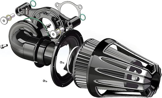 Big Sucker cone Air filter intake for harley air Cleaner Sportster Softail fatboy heritage dyna touring street road king Glide (Deep style -Black, TypeD : Touring M8 17-UP, Softail 18-UP)