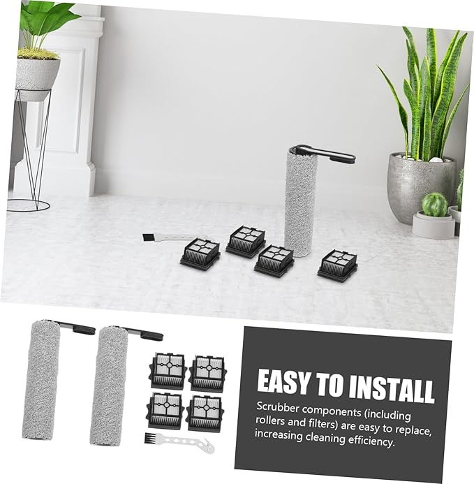 1set Replacement and Filter for Floor Scrubbers Includes Slim Rollers Filters and Brush for Removal and Odor Elimination