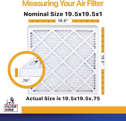 Filter King 19.5x19.5x1 Air Filter | 4-PACK | MERV 13 HVAC Pleated A/C Furnace Filter | MADE IN USA | Actual Size: 19.5 x 19.5 x .75"