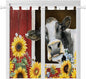 Cows Sunflowers Living Room Curtains 84 Inch Length, Window Curtains Tab Top, Rustic Farms Barns Flowers Bees Animals Light Filtering Window Treatments Drapes 42"x84" 2 Panel
