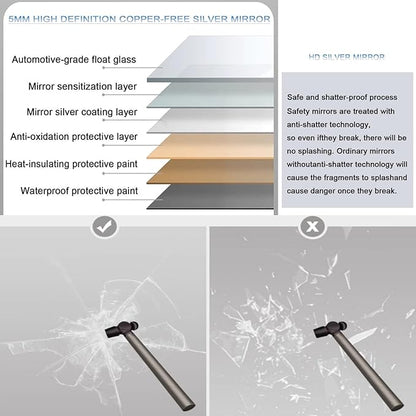 Smart Illuminated LED Bathroom Mirror，Bathroom Mirror with LED Lights，Energy-Saving LED Smart Mirrors，LED Mirror for Bathroom，with Demister Pad and Smart Touch Switch(H80*W90cm/H31.5*W35.4IN)