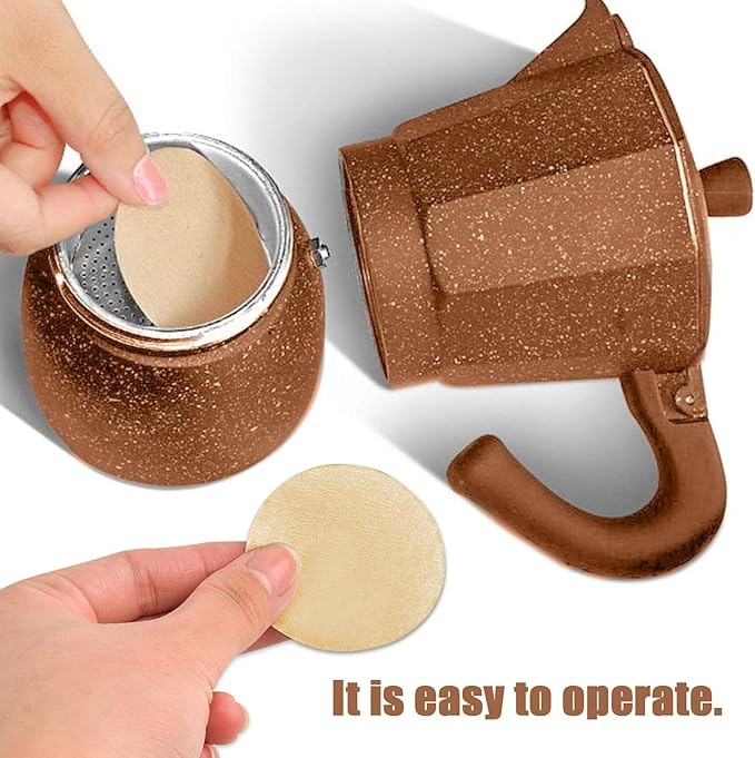 CEYAZYE 200 PCS Round Coffee Filter Paper, 56 mm Disposable Coffee Filters, Moka Coffee Pot Filter for Espresso Machine Portafilter Moka Pot, Quality Material Paper Fiber Heat Resistance