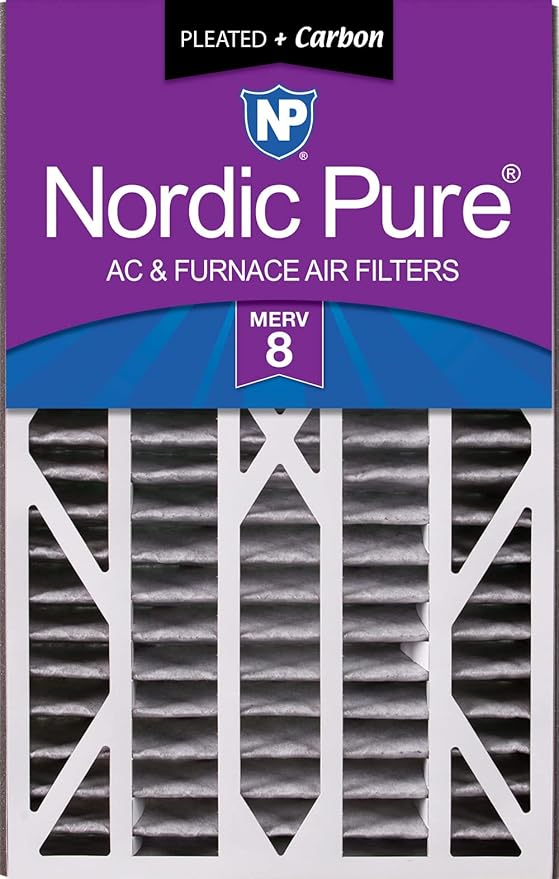 Nordic Pure 16x25x3 (Actual Size: 15 13/16 x 24 5/16 x 3) MERV 8 Plus Carbon Trion Air Bear Cub Replacement Air Filter 1 Pack