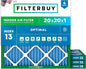 Filterbuy 20x20x1 Air Filter MERV 13 Optimal Smoke & Allergy Defense (4-Pack), Electrostatic Pleated HVAC AC Furnace Filters Replacement, Made in USA (Actual Size: 19.50 x 19.50 x 0.75)