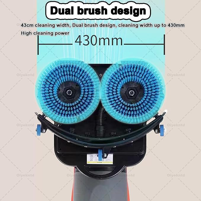Commercial Floor Scrubber Machine Lightweight Electric Floor Cleaner with 17" Cleaning Width, Rotary Double Brushes, 360° Rotating Head, Efficiently Scrubs The Floor and Leaves it Dry Grey