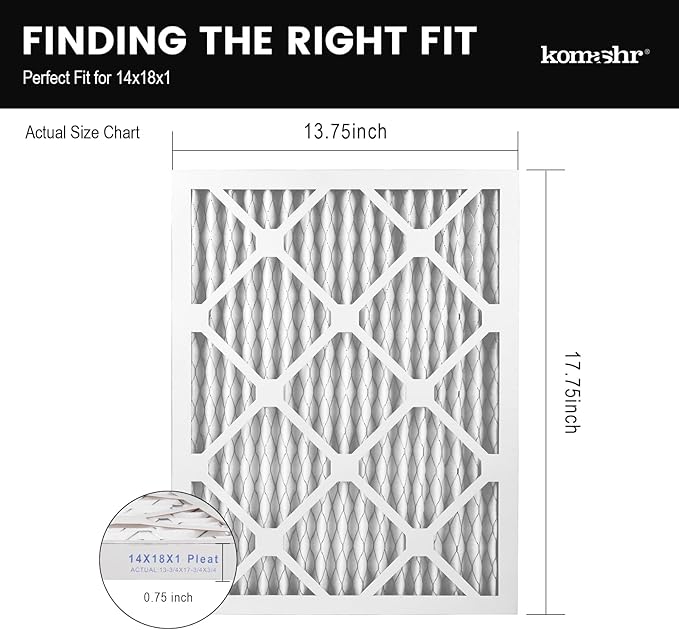 14x18x1 Air Filter MERV 8 (2-Pack), HVAC/Furnace AC Filter Replacement, Dust Defense–Comparable with MPR 600 & FPR 5 (Actual 13.75x17.75x0.75)