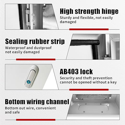 Electrical Box 12 x 12 x 8 Inch Indoor Outdoor Electrical Enclosure Box Steel Junction Box Wall Mounted Universal Electrical Project Box with Safety Locks and Mounting Plates
