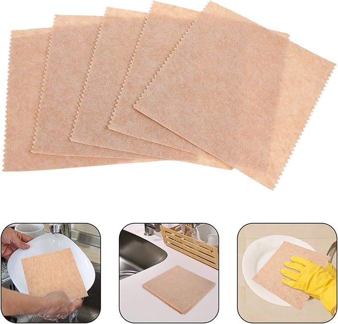 Happyyami 10pcs Loofah Dish Washing Towels 25x25cm Plant Kitchen Dishcloths Absorbent Oil-Resistant Utensil Scrubbers for Wet and Dry Use