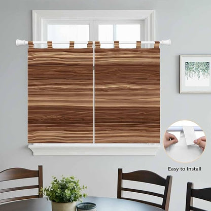 Brown Western Kitchen Curtains 45 Inch Length, Short Cafe Window Curtains Tab Top, Vintage Farmhouse Wood Barn Door Light Filtering Window Treatments Tier Drapes 27.5"x45" 2 Panel