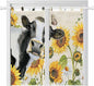 Yellow Sunflowers Bedroom Curtains 72 Inch Length, Window Curtains Tab Top, Country Cow Flower Butterfly Farmhouse Cream Light Filtering Window Treatments Drapes 52"x72" 2 Panel