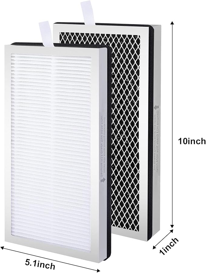 2 Pack Model 15 Replacement Filters Compatible with Air Puri-fier MA Series, H13 True HEPA and Activated Carbon, 3 in 1 with Pre-Filter