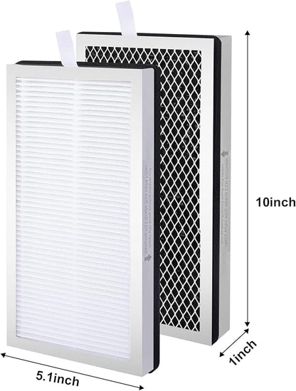 2 Pack Model 15 Replacement Filters Compatible with Air Puri-fier MA Series, H13 True HEPA and Activated Carbon, 3 in 1 with Pre-Filter