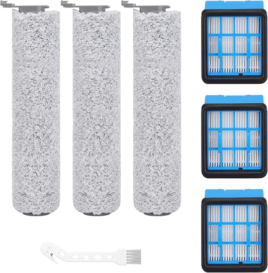 3882 Roller Brush Filter Replacement Part Compatible with Bissell CrossWave OmniForce 3882/3883 /3967F/3970F,3 Brush Rollers,3 Heap Filter,1 Cleaning Brush Accessories Kit