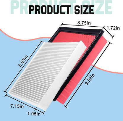 Engine Cabin Air Filter Kit Compatible with 2019-2024 RAV4 (NOT HYBRID), 2018-2024 Camry (NOT HYBRID), 2020-2025 Highlander (NOT HYBRID), Replaces 17801-25020, 87139-58010, Efficient Purification