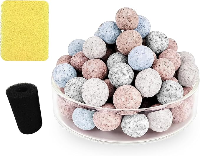 Wonderfactory 2 Pack G1 Filter Media Replacement, Sponge Ceramic Rings Bio Balls Media Biological Material Filtration 1 to 5 Gallon Fish Tank Small Aquarium
