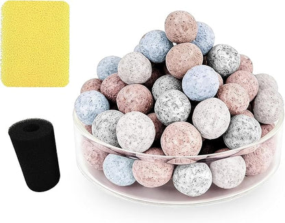 Wonderfactory 2 Pack G1 Filter Media Replacement, Sponge Ceramic Rings Bio Balls Media Biological Material Filtration 1 to 5 Gallon Fish Tank Small Aquarium