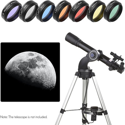 Andoer Telescopic Eyepiece Filter Kit, 1.25 Inch Telescopic Moon Filter Sky Light Filter CPL Filter, 5 Colour Filter Set (Red, Orange, Yellow, Green, Blue) for Moon Watching