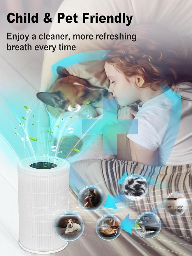 1000 Replacement Fiter Compatible with Air Doctor 1000 Air Purifier, Integrated High-Efficiency Filter, with Activated Carbon and Pre-filter, 2-Pack