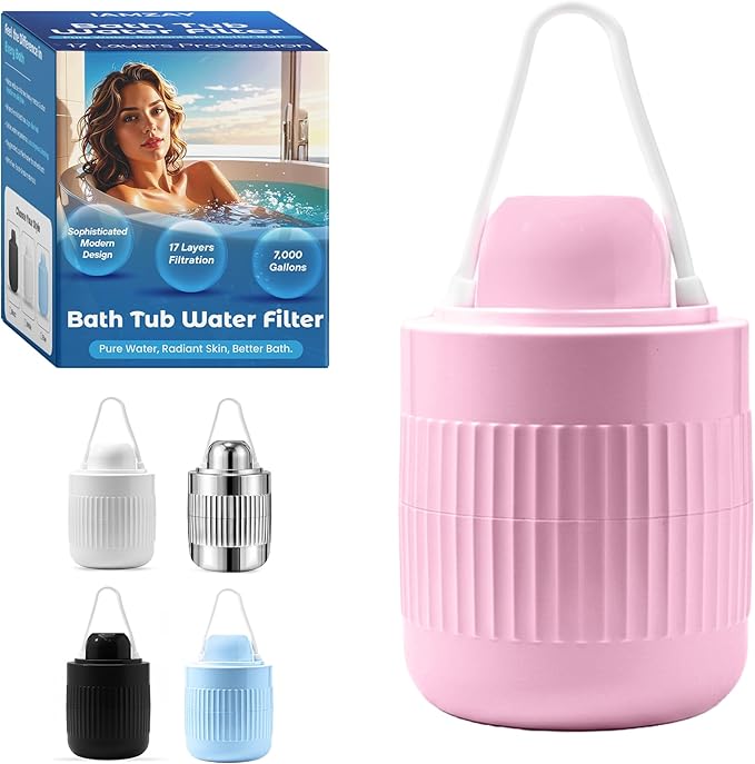 17-STAGE Bath Filter for Tub with Premium Design & Leak-Proof, 7000-Gallon Long-Life Cartridge with Vitamins C & E + Essential Minerals Removes Chlorine and Softens Hair, Skin & Nails | Patent Pending