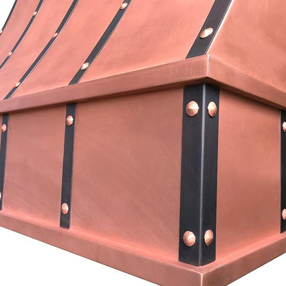 CT Copper Tailor Sloped Copper Vent Hood Wall Mount,36'' W,42''H, 610 CFM Exhaust Fan,Stainless Steel Vent,LED Light,Dishwasher-Safe Baffle Filters,VH8TR1