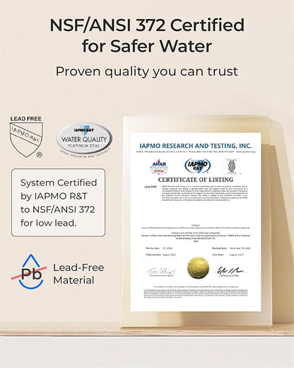 Waterdrop DLA Under Sink Water Filter, No Drilling Required, Reduces Chlorine, PFAS, Bad Taste/Odor, Under Sink Water Filtration System, 11000 Gallons, Life Indicator, 2 Stage, Quick Change