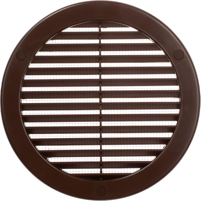 Vent Systems 6" Inch (Opening Dimensions) Brown Soffit Vent Cover - Plastic Return Air Vent Cover - Round Ventilation Grille with Mesh Screen - HVAC Register Louver for Bathroom, Home, Kitchen