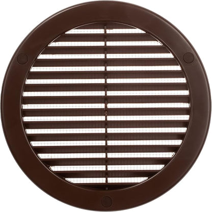 Vent Systems 6" Inch (Opening Dimensions) Brown Soffit Vent Cover - Plastic Return Air Vent Cover - Round Ventilation Grille with Mesh Screen - HVAC Register Louver for Bathroom, Home, Kitchen