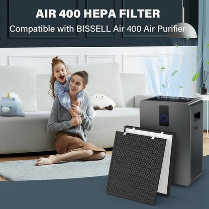 Air400 Filter Replacement for Bissell Air400, 2 True HEPA and 2 Carbon Filter with 8 Pre-Filter, Compared to Part #2521,2520,3365