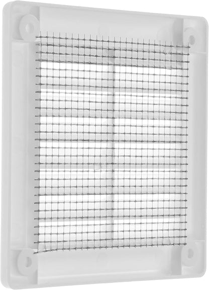 Repa Market 4 x 4 Inch (Outer) White Square Air Vent Cover - Pack of 2 Plastic Fresh Air Intake Vent - AC Cover with Nylon Mesh Screen, Wall, Ceiling HVAC Return Air Register, Modern Soffit Vents