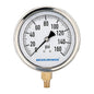 MEASUREMAN 4" Dial Size, Glycerin Filled Plumbing Pressure Gauge, 0-160psi, Stainless Steel Case, 1/4" NPT Lower Mount