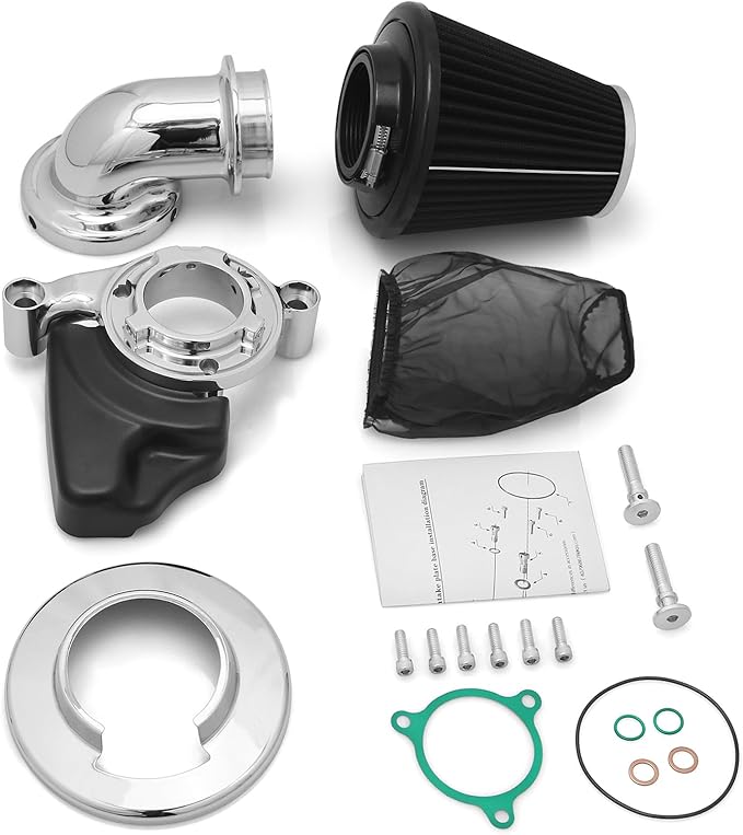 Big Sucker cone Air filter intake for harley air Cleaner Sportster Softail fatboy heritage dyna touring street road king Glide (Nake - Chromed, TypeD : Touring M8 17-UP, Softail 18-UP)