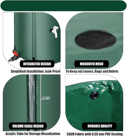 THUNDERBAY 60 Gallon Collapsible Rain Barrel, Portable Rain Barrels to Collect Rainwater from Gutter, Rainwater Collection System, Water Storage Tank Catcher Container with Filter Spigot