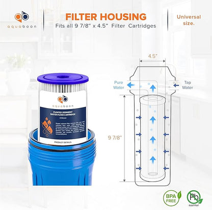Aquaboon 5 Micron Pleated Sediment Water Filter 10 x 4.5 Cartridge - Whole House Water Filter Replacement - Whole House Water Filters Cartridges Compatible with Well Filters FXHSC, R50-BBSA, 2-Pack