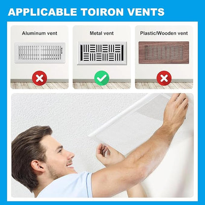 4-Pack 5"x13" White Powerful Magnetic Vent Covers - Super Strong Neodymium Magnets, No Slip & No Drill Needed - Secure Fit for Floor/Wall/Ceiling Registers - Durable Air Vent Screen (White, 5x13)